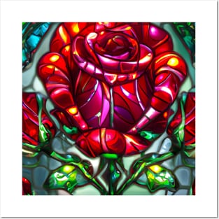 Stained Glass Rose Posters and Art